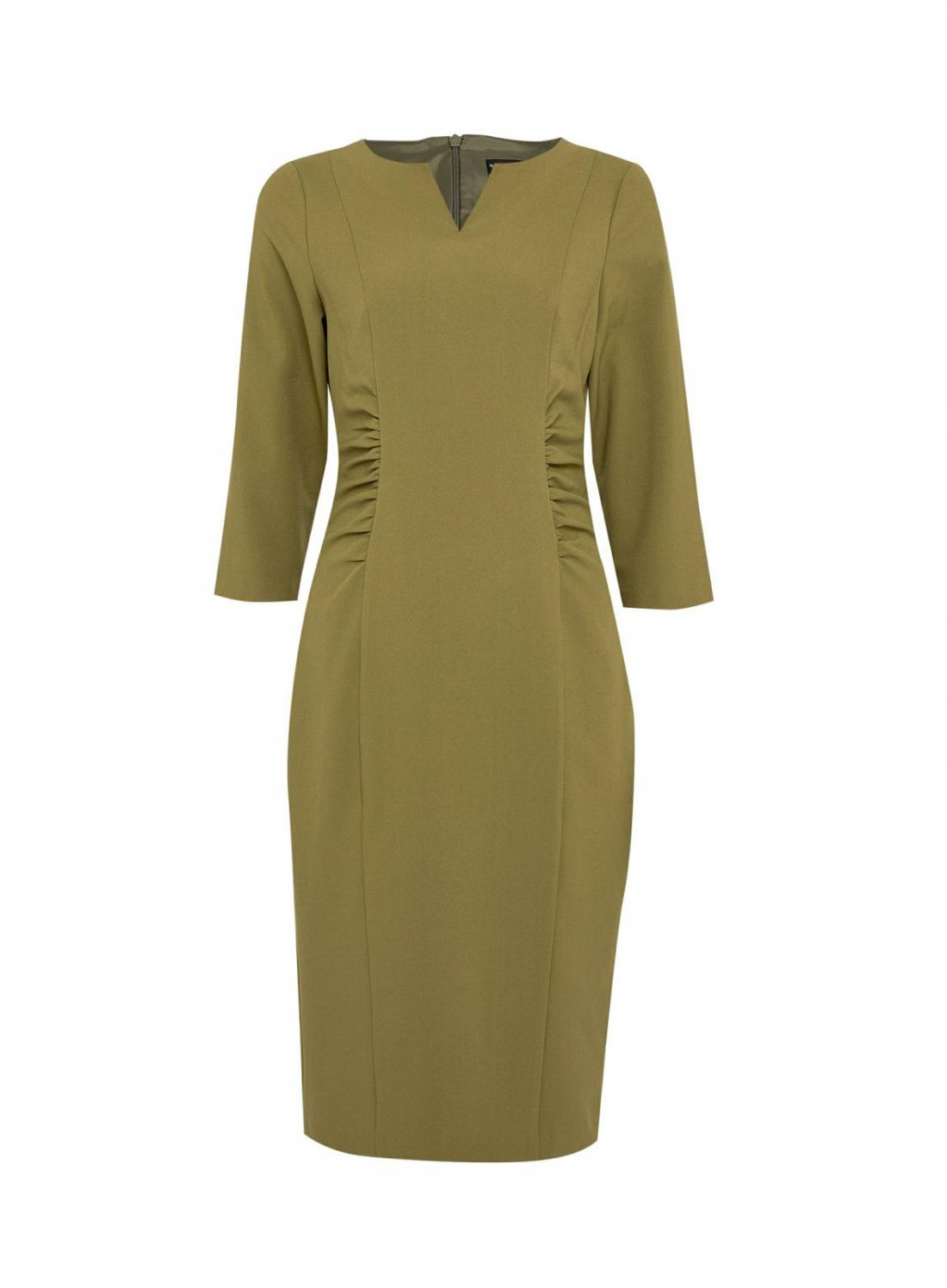 dorothy-perkins-pencil-khaki-ruched-waist-dress-khaki-womens